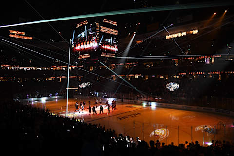 ANAHEIM, CA – OCTOBER 3: Opening Night at Honda Center prior to the game between the Anaheim Ducks and the Arizona Coyotes on October 3, 2019 in Anaheim, California. (Photo by Debora Robinson/NHLI via Getty Images)