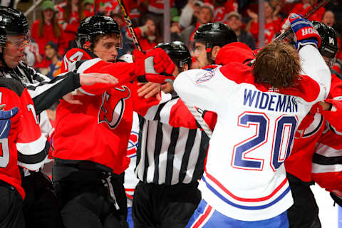 Miles Wood #44 of the New Jersey Devils. (Photo by Rich Graessle/Getty Images)