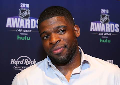 LAS VEGAS, NV – JUNE 19: P.K. Subban of the Nashville Predators speaks during media availability at the Hard Rock Hotel & Casino on June 19, 2018 in Las Vegas, Nevada. (Photo by Andre Ringuette/NHLI via Getty Images)