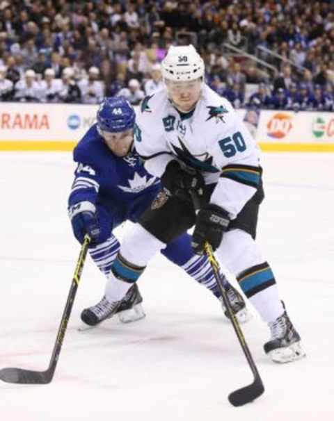 Chris Tierney started the scoring that led to the first San Jose Sharks shootout of the 2016-17 NHL season. Tom Szczerbowski-USA TODAY Sports