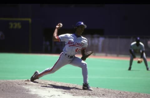 PHILADELPHIA, PA – MAY 1: Pedro Martinez #45 of the Montreal Expos pitches during a baseball game against the Philadelphia Phillies on May 1, 1994 at Veterans Stadium in Philadelphia, Pennsylvania. (Photo by Mitchell Layton/Getty Images)