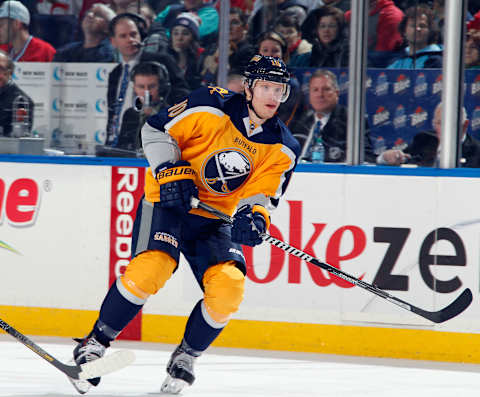 BUFFALO, NY – MARCH 16: Christian Ehrhoff #10 of the Buffalo Sabres skates against the Montreal Canadiens at First Niagara Center on March 16, 2014 in Buffalo, New York. (Photo by Jen Fuller/Getty Images)