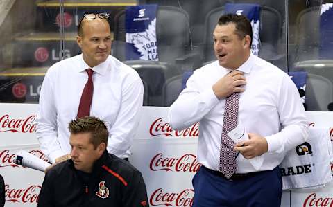 Assistant Coach Davis Payne and Head Coach D.J. Smith of the Ottawa Senators Canada. (Photo by Vaughn Ridley/Getty Images)