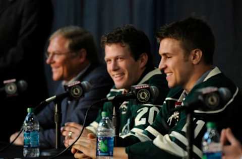 Minnesota Wild, Ryan Suter #20 and Zach Parise #11 (Photo by Hannah Foslien/Getty Images)