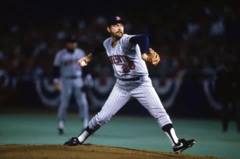 Bert Blyleven pitches during the 1987 World Series. (Photo by Ron Vesely/MLB Photos via Getty Images)