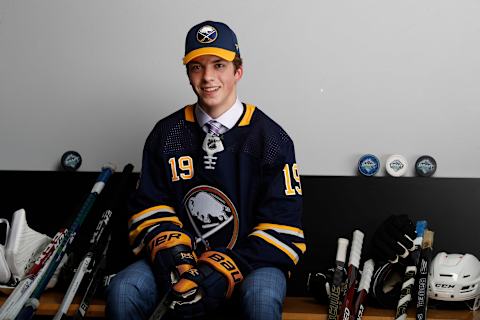 VANCOUVER, BRITISH COLUMBIA – JUNE 21: Ryan Johnson poses for a portrait after being selected thirty-first overall by the Buffalo Sabres during the first round of the 2019 NHL Draft at Rogers Arena on June 21, 2019 in Vancouver, Canada. (Photo by Kevin Light/Getty Images)