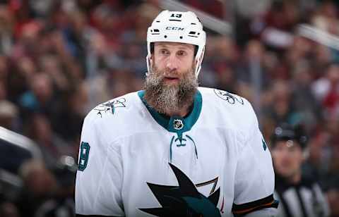 GLENDALE, ARIZONA – JANUARY 14: Joe Thornton #19 of the San Jose Sharks .. (Photo by Christian Petersen/Getty Images)