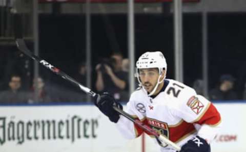 NEW YORK, NEW YORK – NOVEMBER 17: Vincent Trocheck #21 of the Florida Panthers skates against the New York Rangers at Madison Square Garden on November 17, 2018 in New York City. The Rangers defeated the Panthers 4-2. (Photo by Bruce Bennett/Getty Images)