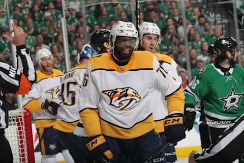 DALLAS, TX – APRIL 22: P.K. Subban #76 of the Nashville Predators skates against the Dallas Stars in Game Six of the Western Conference First Round during the 2019 NHL Stanley Cup Playoffs at the American Airlines Center on April 22, 2019 in Dallas, Texas. (Photo by Glenn James/NHLI via Getty Images)