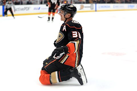 ANAHEIM, CALIFORNIA – FEBRUARY 19: Jakob Silfverberg #33 of the Anaheim Ducks looks on in frustration during the first period of a game against the Florida Panthers at Honda Center on February 19, 2020 in Anaheim, California. (Photo by Sean M. Haffey/Getty Images)