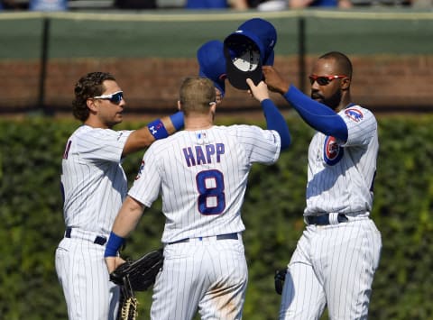 Ian Happ (center) can play several infield and outfield positions.. (Photo by Quinn Harris/Getty Images)