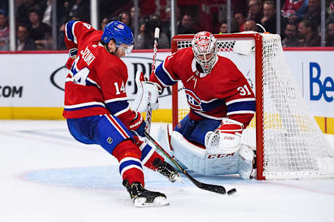 MONTREAL, QC – OCTOBER 10: Montreal Canadiens Nick Suzuki Cale Fleury (Photo by David Kirouac/Icon Sportswire via Getty Images)