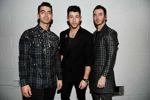 Joe Jonas, Nick Jonas and Kevin Jonas in Newark, New Jersey. (Photo by Kevin Mazur/Getty Images for Philymack)