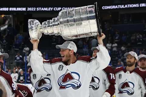 TAMPA, FLORIDA – JUNE 26: Andre Burakovsky #95 of the Colorado Avalanche  (Photo by Bruce Bennett/Getty Images)