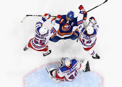 Ryan Lindgren #55 and Marc Staal #18 of the New York RangersPhoto by Bruce Bennett/Getty Images)