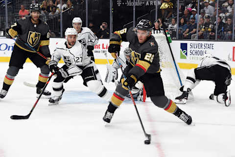 LAS VEGAS, NEVADA – SEPTEMBER 27: Paul Stastny #26 of the Vegas Golden Knights skates during the first period against the Los Angeles Kings at T-Mobile Arena on September 27, 2019 in Las Vegas, Nevada. (Photo by David Becker/NHLI via Getty Images)