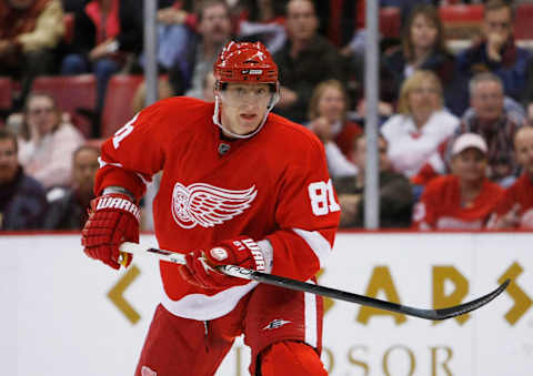 October 24, 2008; Detroit, MI, USA; Detroit Red Wings right wing Marian Hossa (81) during the third period. The Red WIngs defeated the Thrashers 5-3. Mandatory Credit: Leon Halip-USA TODAY Sports