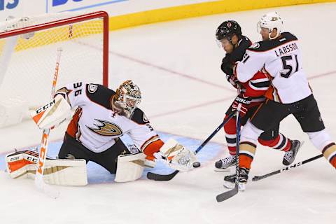 Anaheim Ducks goalie John Gibson (36): Ed Mulholland-USA TODAY Sports