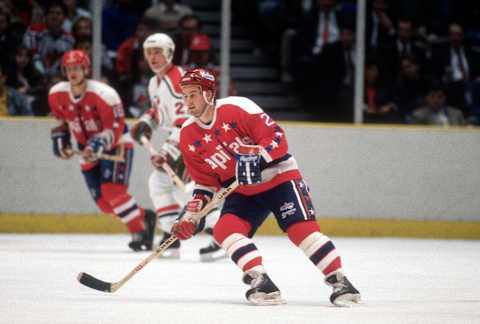 Dave Christian #25 of the Washington Capitals. (Photo by Focus on Sport/Getty Images)