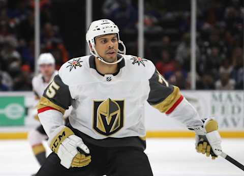 UNIONDALE, NEW YORK – DECEMBER 05: Ryan Reaves #75 of the Vegas Golden Knights skates against he New York Islanders at NYCB Live’s Nassau Coliseum on December 05, 2019 in Uniondale, New York. (Photo by Bruce Bennett/Getty Images)