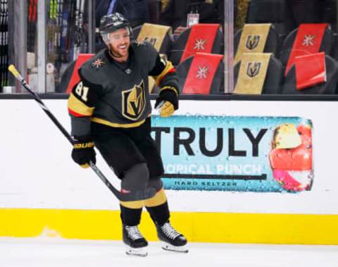 Jonathan Marchessault all smiles after getting the assist. (Photo by Ethan Miller/Getty Images)