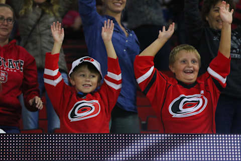 RALEIGH, NC – SEPTEMBER 29: Carolina Hurricanes fans during the 3rd period of the Carolina Hurricanes game versus the Washington Capitals on September 29, 2017, at PNC Arena in Raleigh, NC. (Photo by Jaylynn Nash/Icon Sportswire via Getty Images)