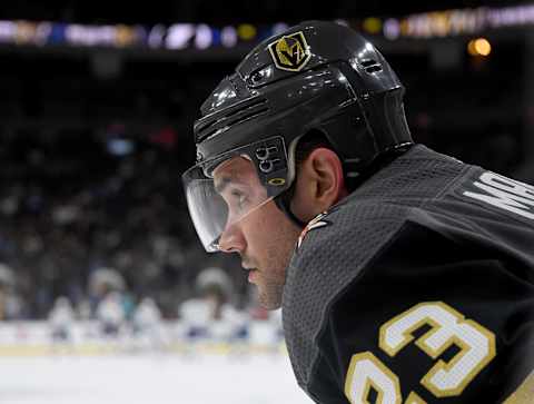 LAS VEGAS, NEVADA – FEBRUARY 20: Alec Martinez #23 of the Vegas Golden Knights warms up before a game against the Tampa Bay Lightning at T-Mobile Arena on February 20, 2020 in Las Vegas, Nevada. (Photo by Ethan Miller/Getty Images)