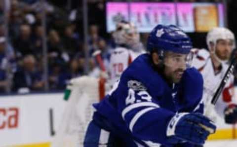 Apr 19, 2017; Toronto, Ontario, CAN; Toronto Maple Leafs forward Nazem Kadri (43) heads up ice against the Washington Capitals in game four of the first round of the 2017 Stanley Cup Playoffs at Air Canada Centre. Washington defeated Toronto 5-4. Mandatory Credit: John E. Sokolowski-USA TODAY Sports