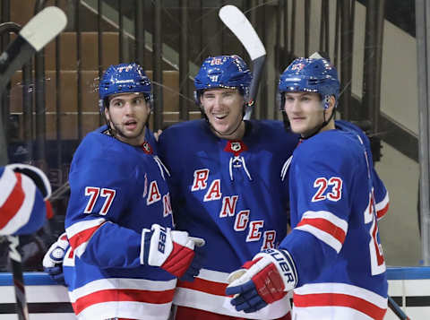 Ryan Strome and Tony DeAngelo of the New York Rangers (Photo by Bruce Bennett/Getty Images)