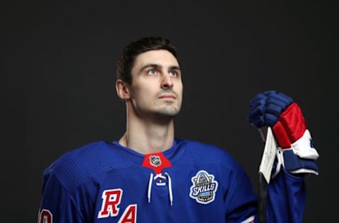 ST LOUIS, MISSOURI – JANUARY 24: Chris Kreider #20 of the New York Rangers poses for a portrait ahead of the 2020 NHL All-Star Game at Enterprise Center on January 24, 2020 in St Louis, Missouri. (Photo by Jamie Squire/Getty Images)