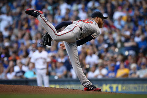 MILWAUKEE, WI – JULY 05: Mike Foltynewicz #26 of the Atlanta Braves pitches in the first inning against the Milwaukee Brewers at Miller Park on July 6, 2018 in Milwaukee, Wisconsin. (Photo by Dylan Buell/Getty Images)