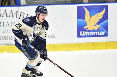 BOISBRIAND, QC – NOVEMBER 07: Samuel Poulin #29 of the Sherbrooke Phoenix skates the puck against the Blainville-Boisbriand Armada during the QMJHL game at Centre d’Excellence Sports Rousseau on November 7, 2018 in Boisbriand, Quebec, Canada. The Sherbrooke Phoenix defeated the Blainville-Boisbriand Armada 5-3. (Photo by Minas Panagiotakis/Getty Images)