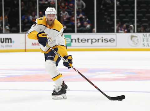 UNIONDALE, NEW YORK – DECEMBER 17: Mattias Ekholm #14 of the Nashville Predators (Photo by Bruce Bennett/Getty Images)