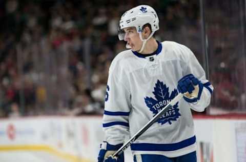 Oct 20, 2016; Saint Paul, MN, USA; Toronto Maple Leafs forward Mitch Marner (16) against the Minnesota Wild at Xcel Energy Center. Mandatory Credit: Brace Hemmelgarn-USA TODAY Sports