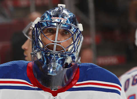 PHILADELPHIA, PA – APRIL 07: Henrik Lundqvist #30 of the New York Rangers skates against the Philadelphia Flyers at the Wells Fargo Center on April 7, 2018 in Philadelphia, Pennsylvania. The Flyers shut out the Rangers 5-0. (Photo by Bruce Bennett/Getty Images)