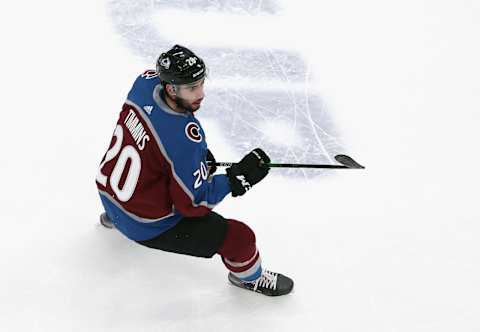 Conor Timmins #20 of the Colorado Avalanche. (Photo by Bruce Bennett/Getty Images)