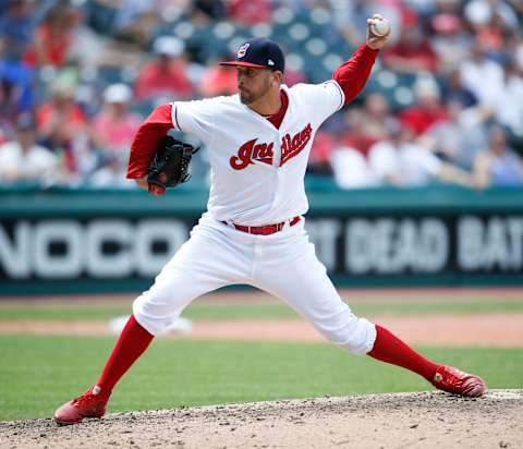 CLEVELAND, OH – SEPTEMBER 05: Oliver Perez #39 of the Cleveland Indians pitches against the Kansas City Royals during the seventh inning at Progressive Field on September 5, 2018 in Cleveland, Ohio. The Indians defeated the Royals 3-1. (Photo by Ron Schwane/Getty Images)