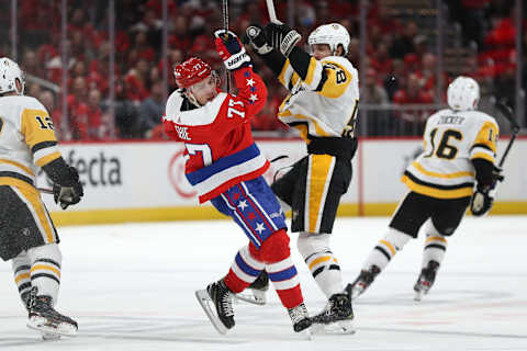 Kris Letang #58 of the Pittsburgh Penguins. (Photo by Patrick Smith/Getty Images)