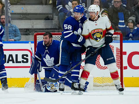 Mar 27, 2022; Toronto, Ontario, CAN; Toronto Maple Leafs goaltender Petr Mrazek (35)  . Mandatory Credit: John E. Sokolowski-USA TODAY Sports