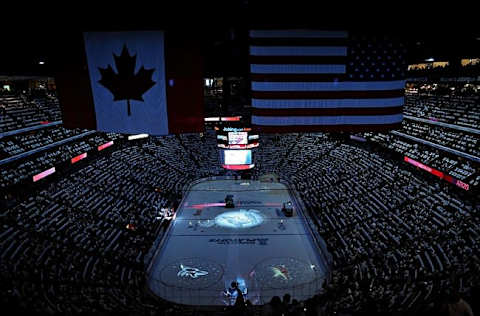 May 13, 2012; Glendale, AZ, USA; Overall view prior to the game one of the Western Conference finals of the 2012 Stanley Cup Playoffs at Jobing.com Arena. The Kings defeated the Coyotes 4-2. Mandatory Credit: Jennifer Stewart-USA TODAY Sports