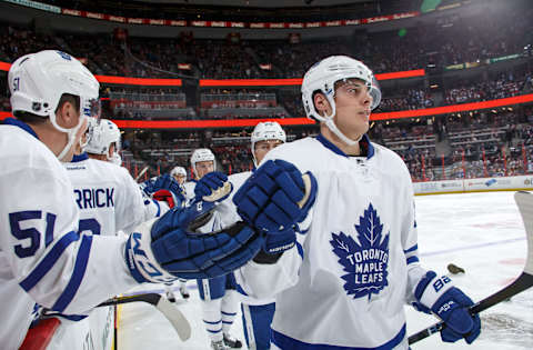 OTTAWA, ON – OCTOBER 12: Playing in his NHL debut, Auston Matthews #34  (Photo by Andre Ringuette/NHLI via Getty Images)