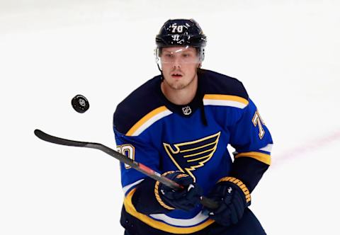 Oskar Sundqvist #70 of the St. Louis Blues (Photo by Jeff Vinnick/Getty Images)