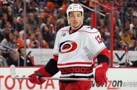 Anthony Stewart #13 of the Carolina Hurricanes(Photo by Jim McIsaac/Getty Images)