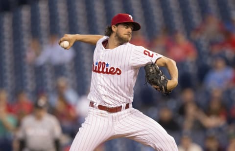 Clearing, Nola is the heroic ace going forward. Photo by Mitchell Leff/Getty Images.