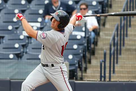 TAMPA, FL – JUNE 27: 2016 Twins first round pick Alex Kirillloff of the Miracle at bat during the Florida State League game between the Ft. Myers Miracle and the Tampa Tarpons on June 27, 2018, at Steinbrenner Field in Tampa, FL. (Photo by Cliff Welch/Icon Sportswire via Getty Images)