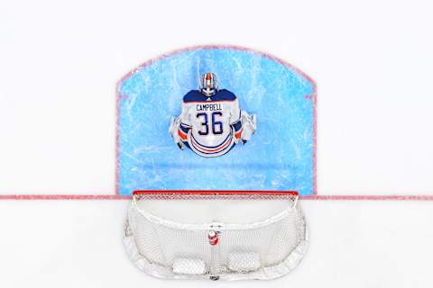 VANCOUVER, CANADA – OCTOBER 11: Jack Campbell #36 of the Edmonton Oilers in net during the first period of their NHL game against the Vancouver Canucks at Rogers Arena on October 11, 2023 in Vancouver, British Columbia, Canada. (Photo by Derek Cain/Getty Images)