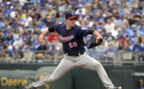 Twins relief pitcher Trevor May (65) Mandatory Credit: John Rieger-USA TODAY Sports