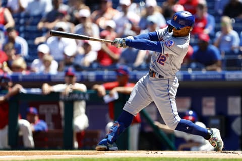 PHILADELPHIA, PA – AUGUST 20: Francisco Lindor #12 of the New York Mets in action against the Philadelphia Phillies during game one of a double header at Citizens Bank Park on August 20, 2022 in Philadelphia, Pennsylvania. The Mets defeated the Phillies 8-2. (Photo by Rich Schultz/Getty Images)