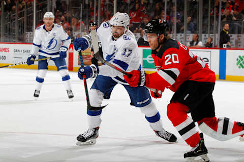 Blake Coleman #20 of the New Jersey Devils (Photo by Jim McIsaac/Getty Images)