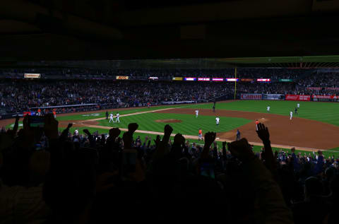 NEW YORK, NY – OCTOBER 17: Fans cheer as Aroldis Chapman